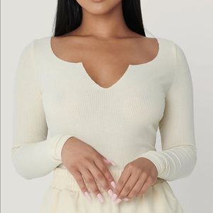 Meshki - Malene ribbed bodysuit: Sand